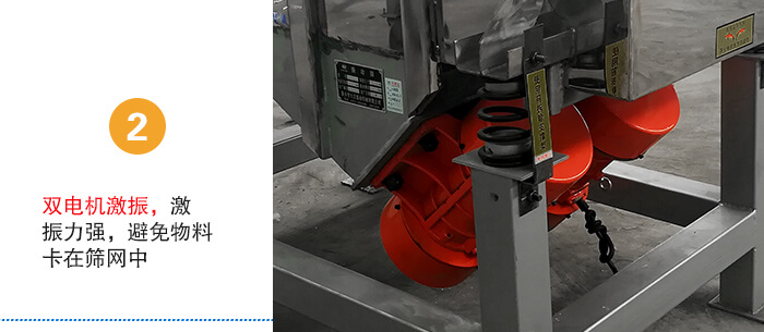 雙電機激振,激振力強,避免物料卡在篩網中